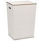 The Pigeon and Poodle Northwich Hamper in Blanc is a white rectangular laundry hamper with a luxurious faux shagreen finish, complete with a lid and side handles for stylish storage.
