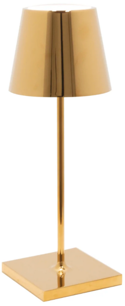A Zafferano Poldina Pro Mini Table Lamp by Zafferano America, with a touch on/off dimmable LED table lamp.