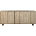 The La Paz Buffet is a rectangular wooden sideboard with four vertical doors, short block legs, a light natural wood finish, and an adjustable interior shelf.