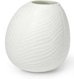 A white, hand-crafted vase from the Vermont Vase Collection featuring a textured, wavy pattern that makes it a unique piece for any decor.