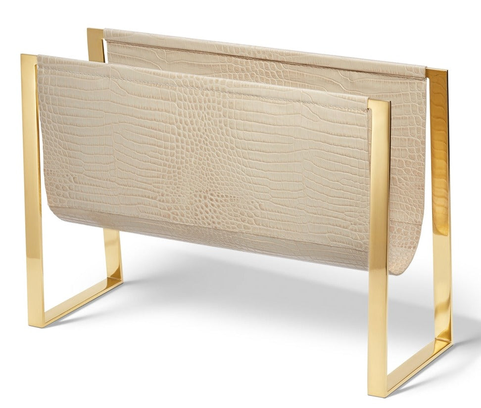 AERIN Classic Croc Magazine Rack, Fawn