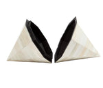 Two Triangle Cone Boxes, White Bone, feature cream-colored exteriors and black interiors. They are placed side by side.