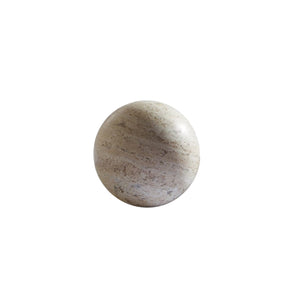 A smooth, beige-colored Travertine Sphere with subtle texture variations, hand-honed to perfection, displayed on a plain white background. Sold individually for a touch of elegance.