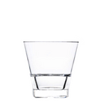 The Bold Club Stack Acrylic Collection showcases a short, clear, and unbreakable drinking glass with a subtle tapering from bottom to top, radiating functional luxury against a plain white background.
