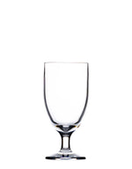 A sleek, transparent acrylic goblet from the Bold Revel Acrylic Collection, featuring a short stem and wide base, showcasing an elegance reminiscent of Crystal Sapphire, set against a white background.