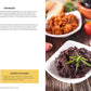 An open cookbook page showcases a Mediterranean Small Plates recipe on the left and a close-up image of the Mediterranean Small Plates garnished with herbs on the right. Ideal for Mediterranean small-plate dining, it lists ingredients and instructions, plus a note about storing this Mediterranean spread.