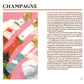 A colorful abstract illustration of champagne bottles popping with the word "CHAMPAGNE" as the title. Text below delves into champagne culture and history, seamlessly blending elements from classic cocktail recipes by seasoned mixologists, perfect for your next Vogue Cocktails: Classic Drinks from the Golden Age of Cocktails gathering.