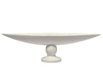 A contemporary milky matte white, shallow, oval-shaped pedestal bowl with a round base Jean Roger Paris Giacometti Bowl.