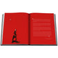 An open book titled "Francis Bacon" displays a red two-page spread, with a seated figure on the left and bold white text on the right, echoing Bacon’s signature style.