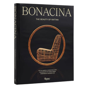 Bonacina: The Beauty of Rattan" highlights Italian rattan furniture, featuring a rattan chair inside a circle on its black cover, with visible text credits below the image.