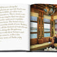 An open book unveils a page with text about the rich culture and unique architecture of Bosphorus Private, while an opposite page features an image of a person relaxing on a cushioned seat by a large window overlooking the water.