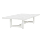 The Breeze XL Coffee Table in White features a rectangular flat top and sturdy tubular aluminum legs, showcasing a minimalist, modern design.