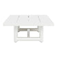 The Breeze XL Coffee Table in White features a rectangular slatted top and tubular aluminum legs, shown from the front against a plain background.