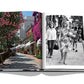 An open book with a photo of a woman strolling through the streets captures the beauty of Italy in the Dolce Vita book by Assouline.