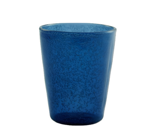 Part of the Memento Acrylic Deep Blue Collection, this cylindrical blue textured glass stands elegantly against a plain white background.