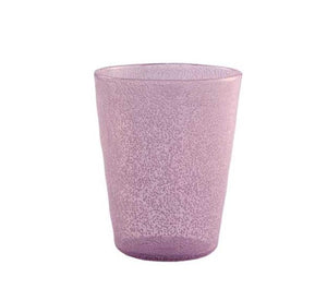 A pink, textured acrylic cup from the Memento Acrylic Pink Collection stands out against a white background.