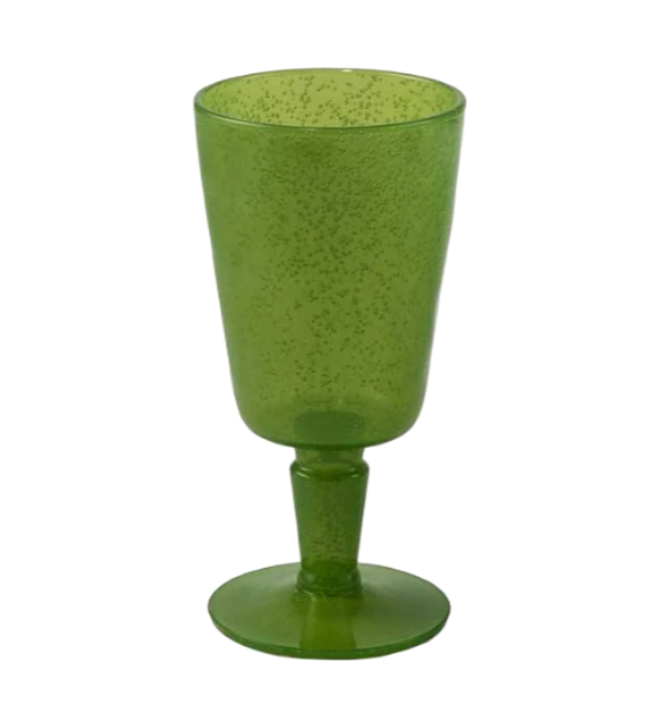 The Memento Acrylic Lime Collection features a textured green plastic goblet with a short stem, making it an ideal bold addition to your acrylic set and perfect for outdoor dining.