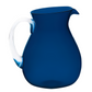 Belonging to the Memento Acrylic Deep Blue Collection, this blue jug with a white handle showcases a curved spout and rounded body, making it ideal for outdoor dining. Its elegant design is beautifully highlighted against a white background.