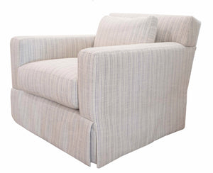 A beige Swivel Chair with subtle vertical stripes, upholstered in a textural fabric that offers a cushioned seat and backrest.