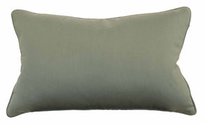 A plain, rectangular, olive-green Lucido D'albano Lumbar Pillow is shown in the image, crafted from the finest materials with special attention to detail.