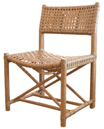 A Laced Rawhide Armless Chair with a woven backrest and seat, featuring a simple design with double X-shaped accents and crossed supports.