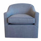 The Sloan Swivel Chair features a cushioned gray swivel seat and a curved back, shown from the front.