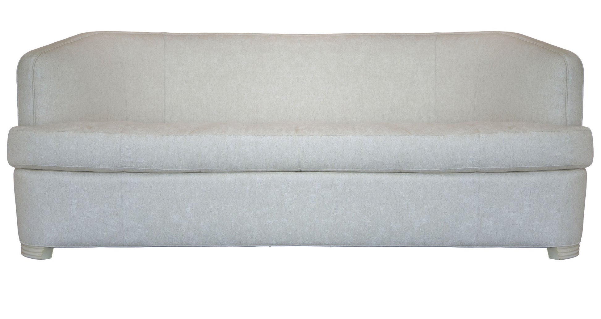 The Aldo Sofa is a light beige upholstered piece with a high back and minimalist design, adding sophistication. It has no visible cushions or decorations and is shown against a white background.