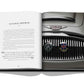 An open book displaying a photograph of an Austin-Healey 3000 MK III grill with badges and text detailing the iconic car. The book's right page features a close-up of the classic automobile's front grill, capturing its timeless appeal often highlighted in vintage advertising. This is "Iconic: Art, Design, Advertising, and the Automobile".