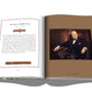 An open book reveals a page about The Impossible Collection of Cigars, showcasing text and a hand-rolled cigar image on the left, with a portrait of a man seated in an armchair on the right. This exquisite entry is part of the Ultimate Collection, celebrating The Impossible Collection of Cigars.