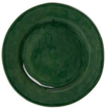 An empty Juliska Puro Basil Collection ceramic dinnerware set plate viewed from above.