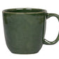 Green ceramic mug from the Juliska Puro Basil Collection isolated on a white background.