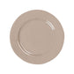 A plate from the Juliska Puro Taupe Collection with subtle decorative markings on a white background, part of the Juliska place setting collection.