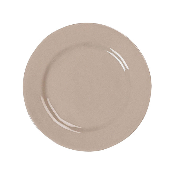 A plate from the Juliska Puro Taupe Collection with subtle decorative markings on a white background, part of the Juliska place setting collection.