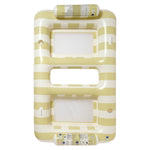 The SUNNYLiFE Luxe Twin Hammock Float Casa Sand Stripe features beige and white stripes, two mesh windows, and headrests at both ends—ideal for relaxing Aussie-style or lounging by Sydney beaches.