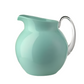 A light blue acrylic pitcher from the Mario Luca Giusti Palla Collection, featuring a curved handle and exuding a modern antique aesthetic, is elegantly presented against a plain white background.