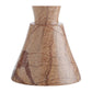 A close-up of the pedestal base of a brown marble vase with natural veining, set against a white background—an ideal accent to pair with the Mojave End Table in a modern desert-inspired interior.