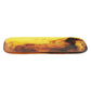 Rectangular tray from the Tortoise Resin Serveware Collection, featuring a yellow and brown marbled design, rounded edges, and a glossy finish—crafted from BPA-free Nashi resinware for elegant serving.