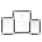 Three stylish photo frames from the William Yeoward Crystal Classic Black Frame Collection come in various sizes, featuring a nickel-plated bright finish and the "William Yeoward Crystal" text on the glass.