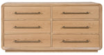 The Form Dresser is a light wood six-drawer chest with metal handles, offering ample storage. Its timeless design is shown in a front view against a plain background.