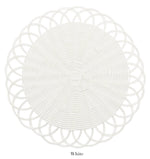 The Kim Seybert Alfresco Placemat adds elegance to any tablescape with its scalloped edges and a weave that resembles handwoven faux rattan.