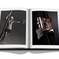 Open book displaying two images: the left page has a black-and-white photo of a person on a pole, and the right page shows a close-up of a Jaeger-LeCoultre: Reverso with a black strap.