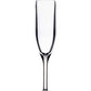 A stylish champagne flute from the Bold Revel Acrylic Collection, expertly crafted with a long stem and made from high-quality polycarbonate, rests on a white background.