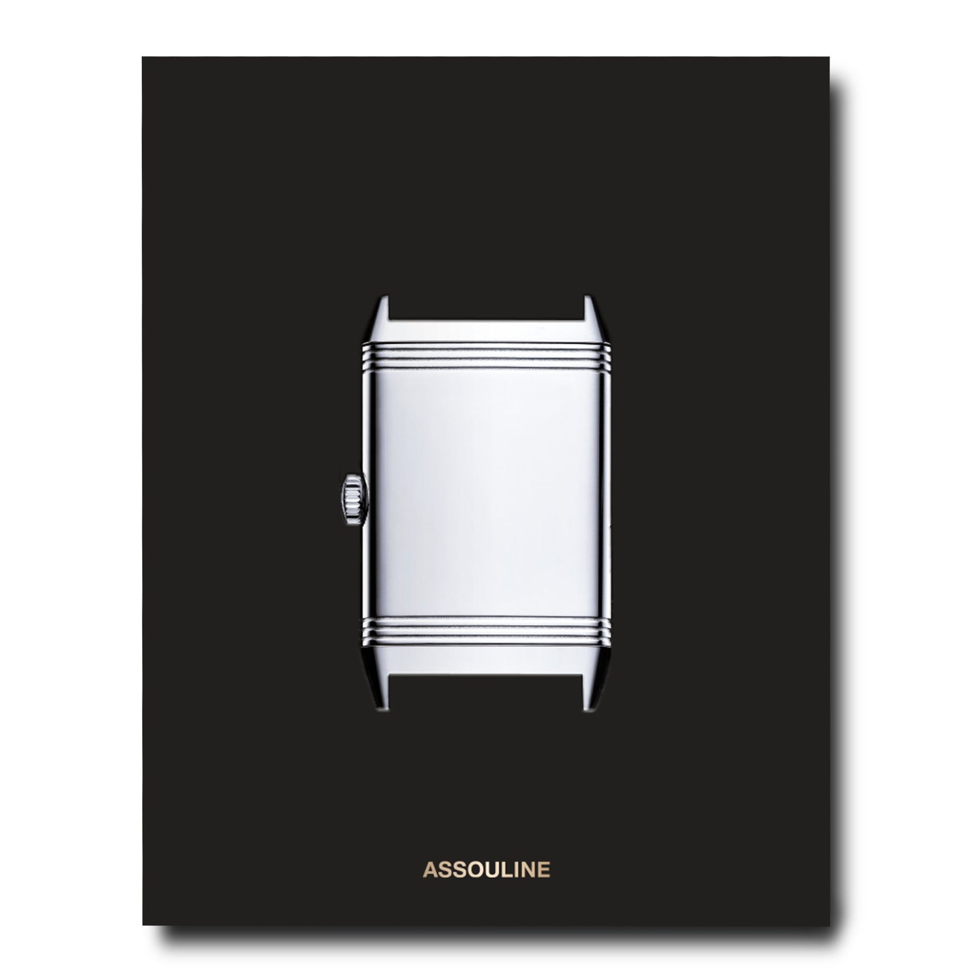 A black cover with a minimalist silver wristwatch design in the center, reminiscent of Art Deco elegance. The word "Jaeger-LeCoultre: Reverso" is printed at the bottom.