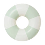 The SUNNYLiFE Poolside Tube Float Soft Olive is a round inflatable swim ring with alternating light green and white segments, inspired by Australia’s summer style, shown from above on a white background.