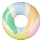 The SUNNYLiFE Poolside Tube Float Pastel Gelato features pastel stripes in green, blue, yellow, orange, and pink—ideal for Australia’s summer vibe and relaxing at Sydney beaches. Shown on a white background.