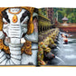 An open book, Bali Mystique, displays an image of a Ganesha statue on the left page and people bathing in a stone water fountain at a temple in Bali on the right page.