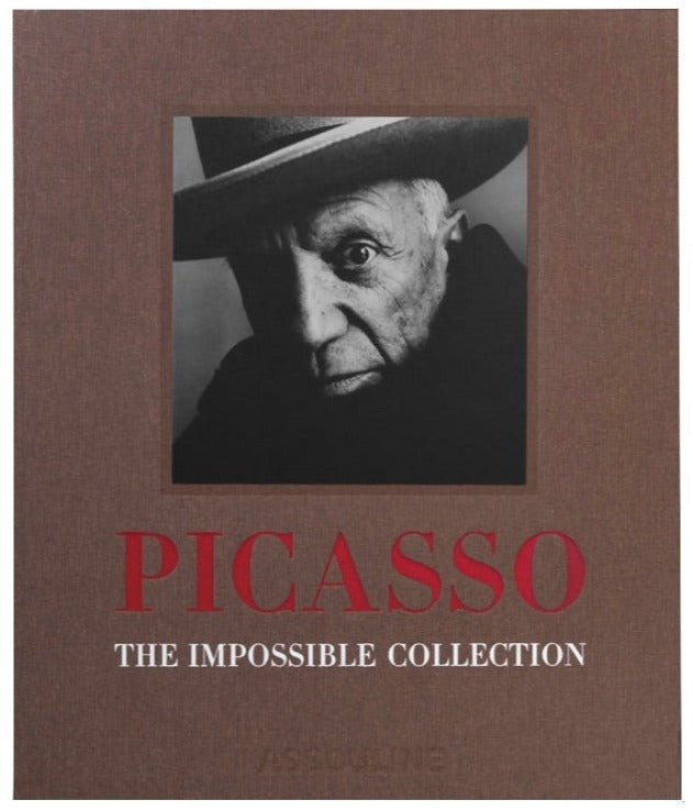 Cover image of a book titled "The Impossible Collection: Picasso," featuring a black and white photograph of an elderly man wearing a wide-brimmed hat, symbolizing one of the most influential artists of the twentieth century.