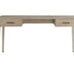 The Dublin Desk is a compact piece made from solid oak, featuring two drawers on each side, tapered legs, and metal handles, displayed against a plain white background.