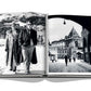 An open book displaying black and white photographs of a couple on the left and a snowy street scene from the Snow Polo World Cup in St. Moritz on the right, featuring Assouline's St. Moritz Chic.