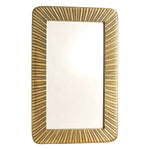 Valencia Mirror in Antique Brass features a wide, textured frame with a radiating pattern, drawing inspiration from Spanish design.